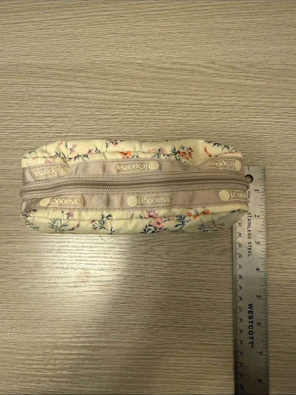 Lesportsac Floral Cosmetic Pouch - Cream with Pink & Orange Accents